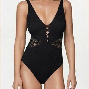 NWOT Profile By Gottex Black One Piece Swimsuit Size 8 D cup